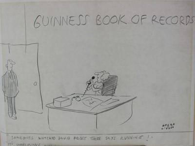 Lot 1070 - Jak (1927-1997) pencil, Guinness book of records, signed 45 x 58cm