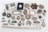 Lot 3335 - Group of silver and white metal jewellery -...