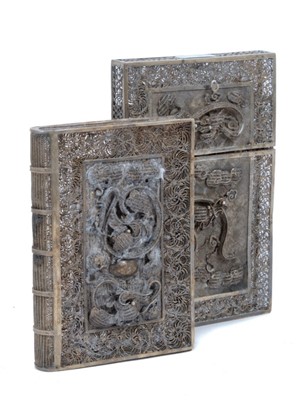 Lot 898 - Two Chinese silver filigree card cases