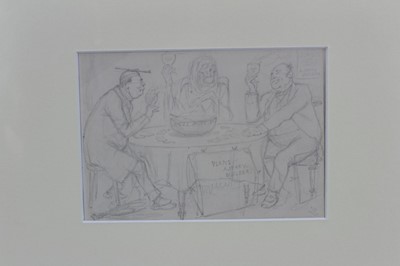 Lot 1078 - Sir John Tenniel (820-1914) pencil Sketch - preliminary sketch for Punch cartoon, 14.5cm x 21cm, in glazed gilt frame 
Provenance: The Political Cartoon Gallery