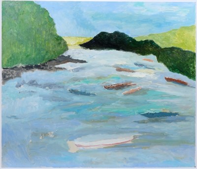 Lot 974 - *John Hanbury Pawle (1915-2010) oil on board- River landscape scene