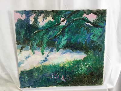 Lot 92 - *John Hanbury Pawle (1915-2010) oil on board- The Pond