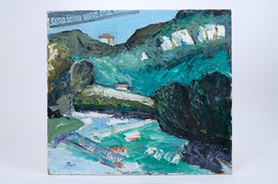 Lot 979 - *John Hanbury Pawle (1915-2010) oil on board- The Bridge Over The Lot