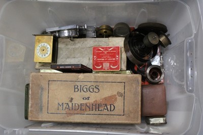 Lot 2463 - Watch makers lathe together with a box of watch / clock restorers parts