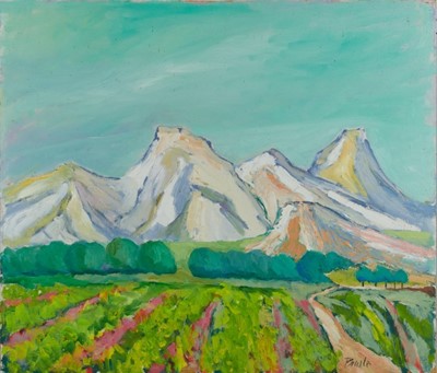 Lot 1001 - *John Hanbury Pawle (1915-2010) oil on board- Vines Under The Alpilles, signed, 65.5cm x 76cm