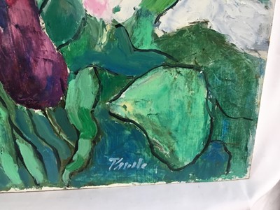 Lot 90 - *John Hanbury Pawle (1915-2010) oil on board- ‘Sisters’, signed, with shipping scene verso, 51cm x 61cm