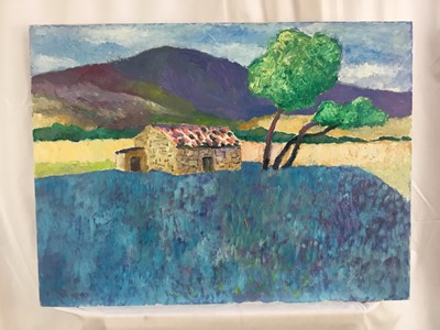 Lot 75 - *John Hanbury Pawle (1915-2010) oil on board- ‘Lavender’, 56cm x 75cm unframed