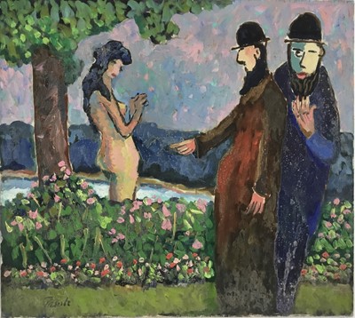 Lot 79 - *John Hanbury Pawle (1915-2010) oil on board- ‘Susanna and The Elders’, signed, 51cm x 56cm