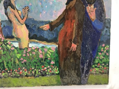 Lot 79 - *John Hanbury Pawle (1915-2010) oil on board- ‘Susanna and The Elders’, signed, 51cm x 56cm