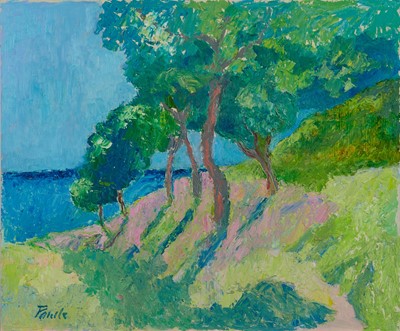Lot 1057 - *John Hanbury Pawle (1915-2010) oil on board- Gassin Woods, signed, 51cm x 61cm