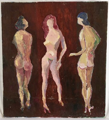 Lot 195 - *John Hanbury Pawle (1915-2010) oil on board- ‘Cat Walk’, titled verso, 51cm x 46cm