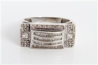 Lot 3213 - Art Deco-style white gold (9ct) diamond set...