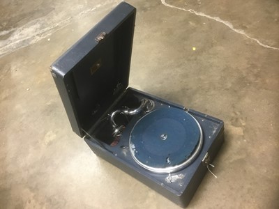 Lot 2210 - HMV gramophone with blue leather surface