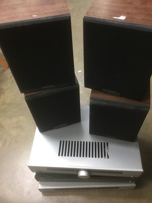 Lot 2211 - Four Wharfedale speakers and a box of audio equipment