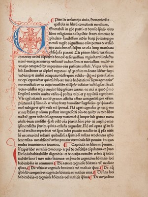 Lot 695 - Petrus de Crescentiis  Ruralia commoda, first edition of the first printed book on agriculture, Augsburg, Johann Schuessler, 1471.