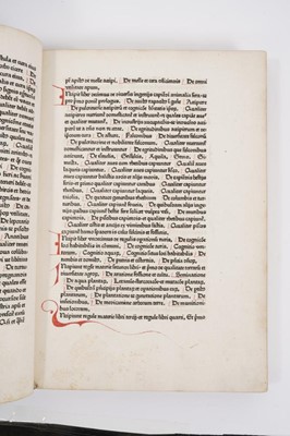 Lot 695 - Petrus de Crescentiis  Ruralia commoda, first edition of the first printed book on agriculture, Augsburg, Johann Schuessler, 1471.