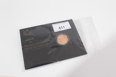 Lot 411 - G.B. - The Royal Mint 'The Bicentenary' Gold Sovereign in pack of issue 2018 UNC. (1 coin)