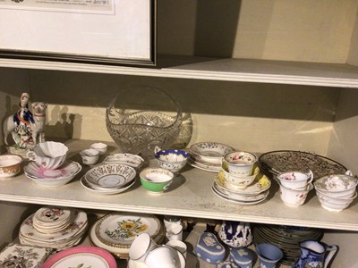 Lot 231 - Staffordshire figure and lot English china and cut glass basket