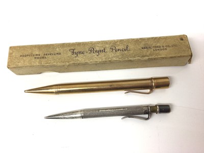 Lot 93 - Mordan 'Everpoint' 9ct gold propelling pencil (London 1937), together with a Mordan silver propelling pencil (London 1937) (2)