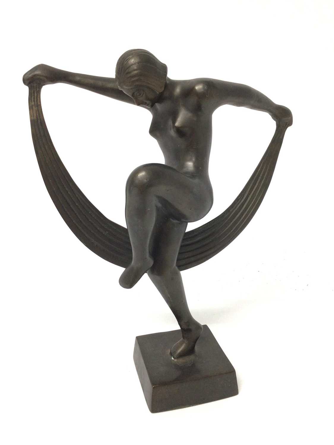 Lot 2496 - Bronzed Art Deco style figure of a lady