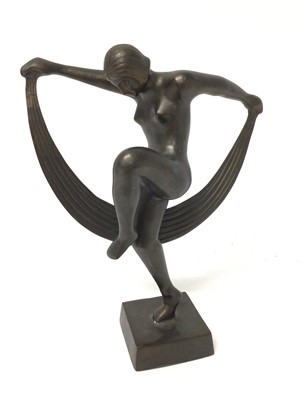 Lot 2496 - Bronzed Art Deco style figure of a lady