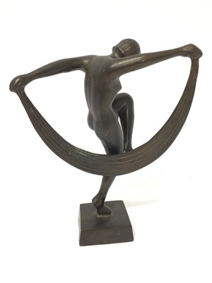 Lot 2496 - Bronzed Art Deco style figure of a lady