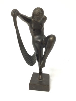 Lot 2496 - Bronzed Art Deco style figure of a lady