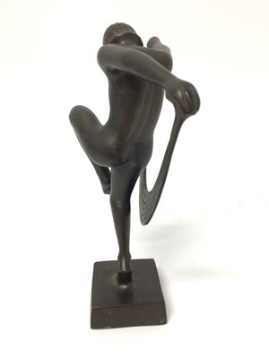 Lot 2496 - Bronzed Art Deco style figure of a lady