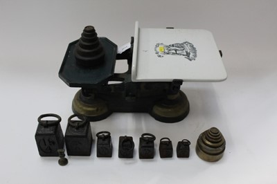 Lot 2513 - Vintage butchers scales and weights