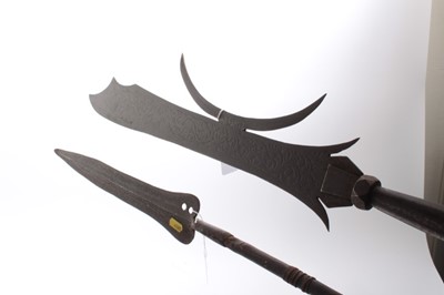 Lot 1035 - 19th Century copy of a Halberd together with an African tribal spear (2)