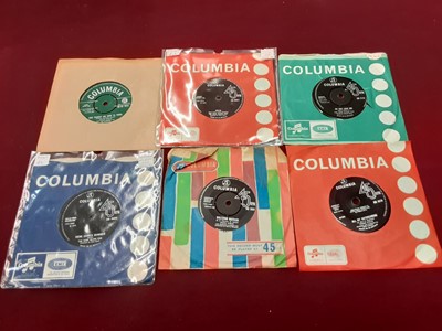 Lot 2219 - Box of single records on the Columbia label, including Dave Clark Five, Mike Cotton Jazzmen, Julie Covington, Heinz (DB 7559), Heinz and the Wildboys (DB 7482 - Meeksville Sound), Cliff Richard and...