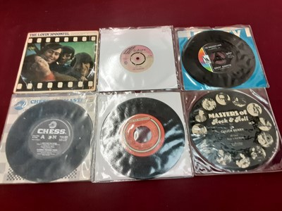 Lot 2226 - Box of single records and EP's including Chuck Berry, Eddie Curtis, Jerry Lee Lewis, Big Bopper, Bruce Channel, Ramsey Lewis, Joan Baez, Joe Brown, Shelly Moore, Howard Tate, Tony Tribe, P.J. Proby...