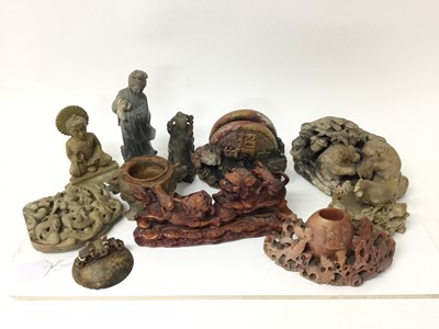 Lot 2502 - Collection soapstone oriental figures