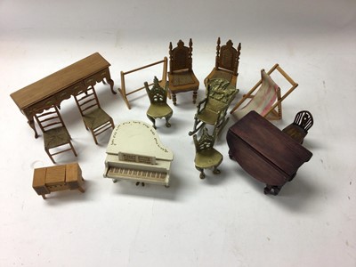 Lot 1872 - Quantity of dolls house furniture and accessories including ceramics, glassware etc