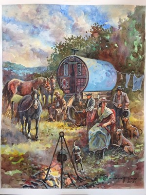 Lot 2 - Alan Langford watercolour -  Atchin Tan 2, 37cm x 47cm framed