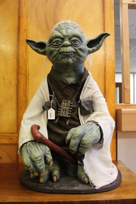 Lot 2659 - Large Yoda Star Wars life size custom fantasy prop, 28" tall