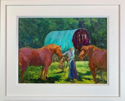 Lot 35 - John Shave oil on board - Munnings Plein Air 1, 45cm x 55cm framed