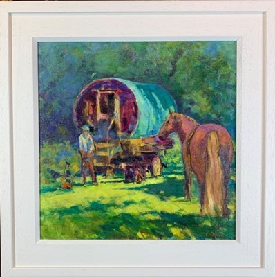 Lot 36 - John Shave oil on board - Munnings Plein Air 2, 55cm x 55cm framed
