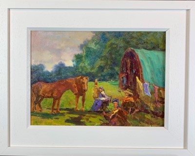 Lot 37 - John Shave oil on board - Munnings Plein Air 3, 39cm x 50cm framed