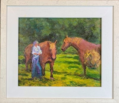 Lot 38 - John Shave oil on board - Munnings Plein Air 4, 36.5cm x 42cm framed
