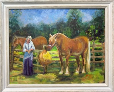 Lot 40 - Julie Walsh, Artist at Julie Swan Art oil on canvas, Plein Air - Contemplation, 34cm x 41.5cm framed