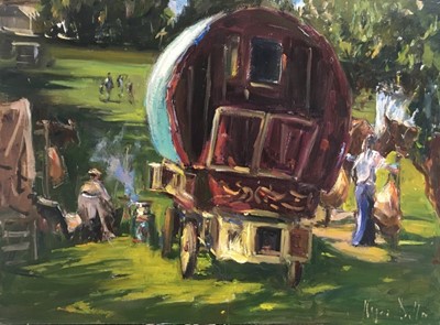 Lot 62 - Roger Dellar ROI PS RI oil on board - Campfire Smoke 40cm x 30cm unframed