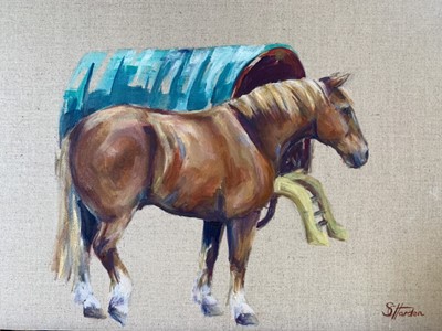 Lot 68 - Sophie Harden oil - Caravan