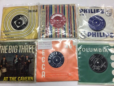 Lot 2249 - Selection of single records including Strangeloves, The Big Three, Rory Storm and the Hurricanes, Cheetahs, Robb Storme Grawp, Cougars, Cannons, Buddy Britten and the Regents, Dare Berry (signed),...