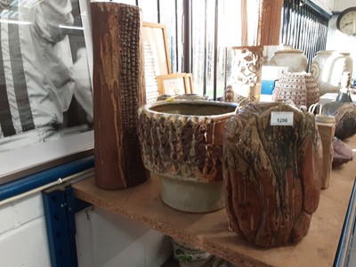 Lot 1206 - Three Bernard Rooke pottery vases, the largest measuring 43.5cm high