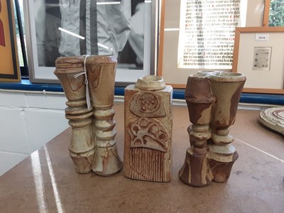 Lot 1207 - Three Bernard Rooke pottery vases, the largest measuring 21.5cm high