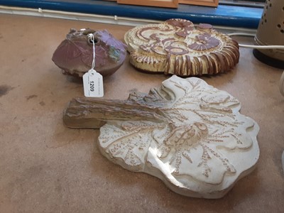Lot 1209 - Two Bernard Rooke pottery plaques and a Bernard Rooke vase