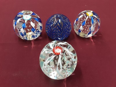 Lot 1216 - Five Murano Ribboned Paperweights (5)