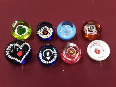 Lot 1218 - Eight Caithness Miniatures Millefiori Paperweights by Allan Scott circa 1987 (8)