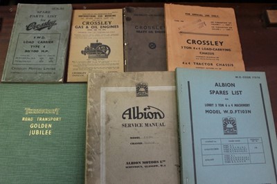 Lot 2036 - Collection of 11 Commercial vehicle related manuals and spares lists including Guy Motors, Gardner, Albion, Thornycroft and  Crossley (to include some Pre War models)